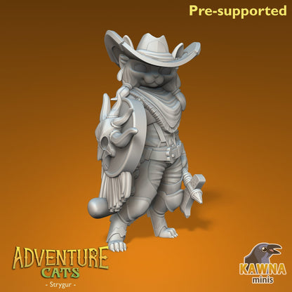 Strygur Paladin Cat - Female | Kawna | Adventure Cats | UNPAINTED Miniature in Resin