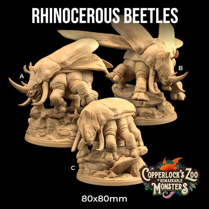 Rhinocerous Beetles | Copperlock's Zoo | Dragon Trapper's Lodge | UNPAINTED Miniature in Resin