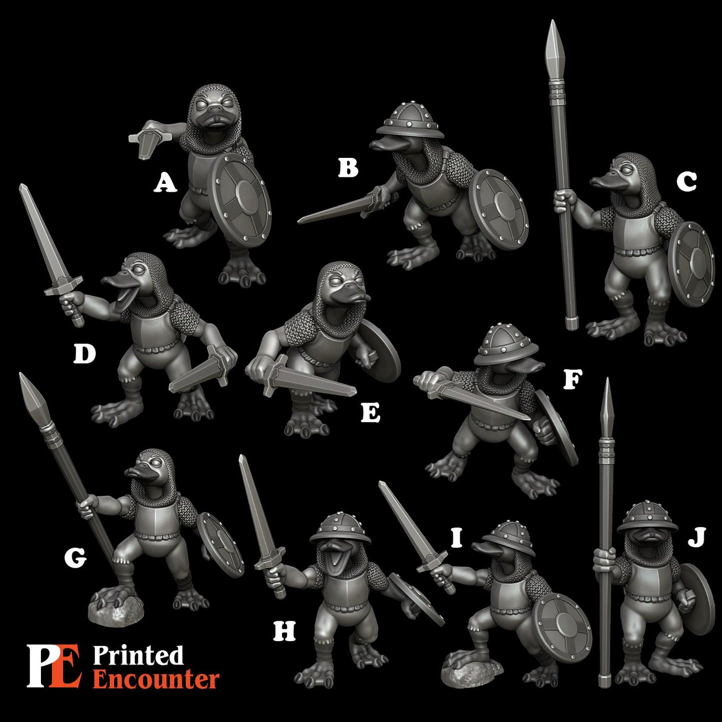 Duck Folk Guards (10 versions) | Printed Encounter | UNPAINTED Miniature in Resin