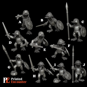 Duck Folk Guards (10 versions) | Printed Encounter | UNPAINTED Miniature in Resin