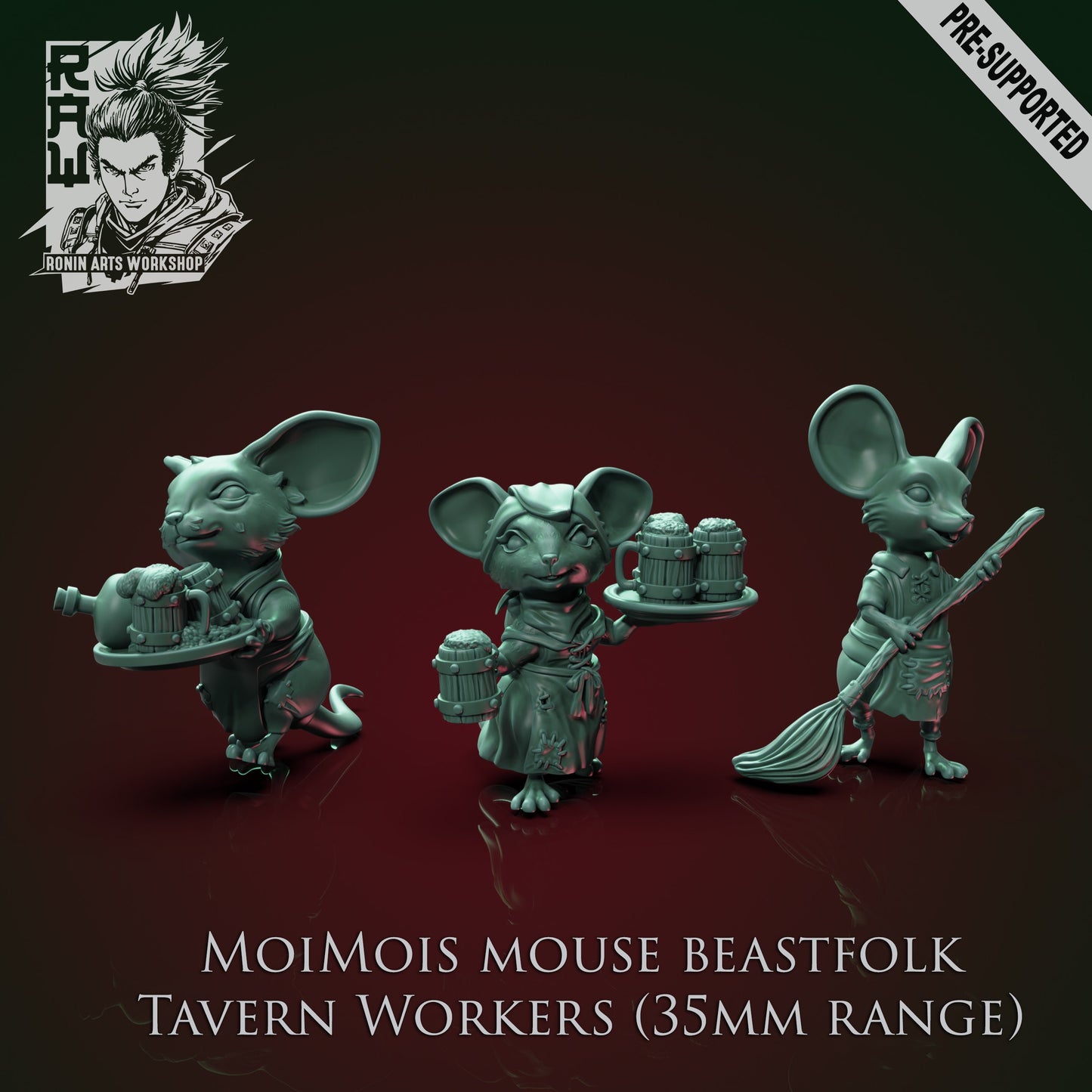 MoiMois Pack 1 - Mousefolk Workers | Ronin Arts Workshop | UNPAINTED Miniature in Resin