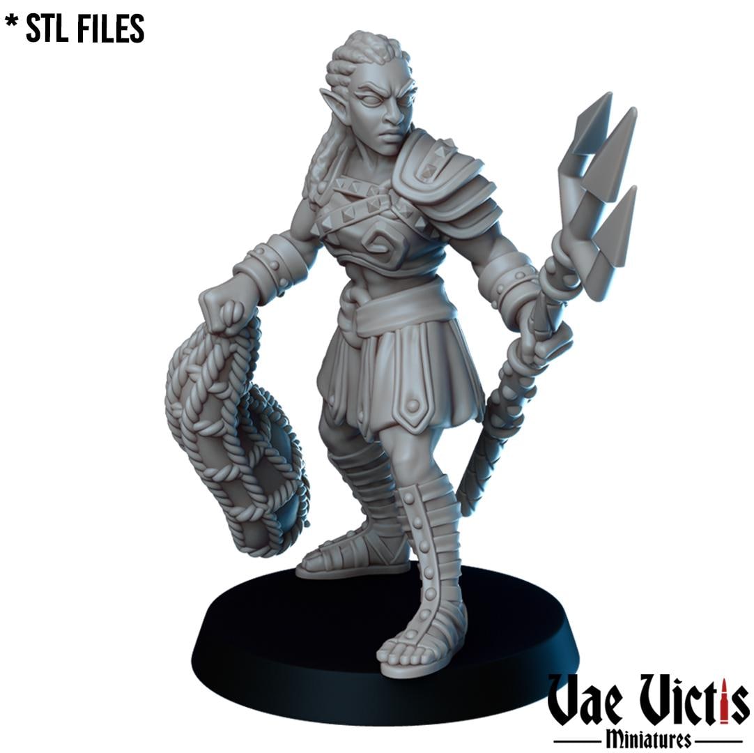 Elf Gladiatrix | Vae Victis | UNPAINTED Miniature in Resin