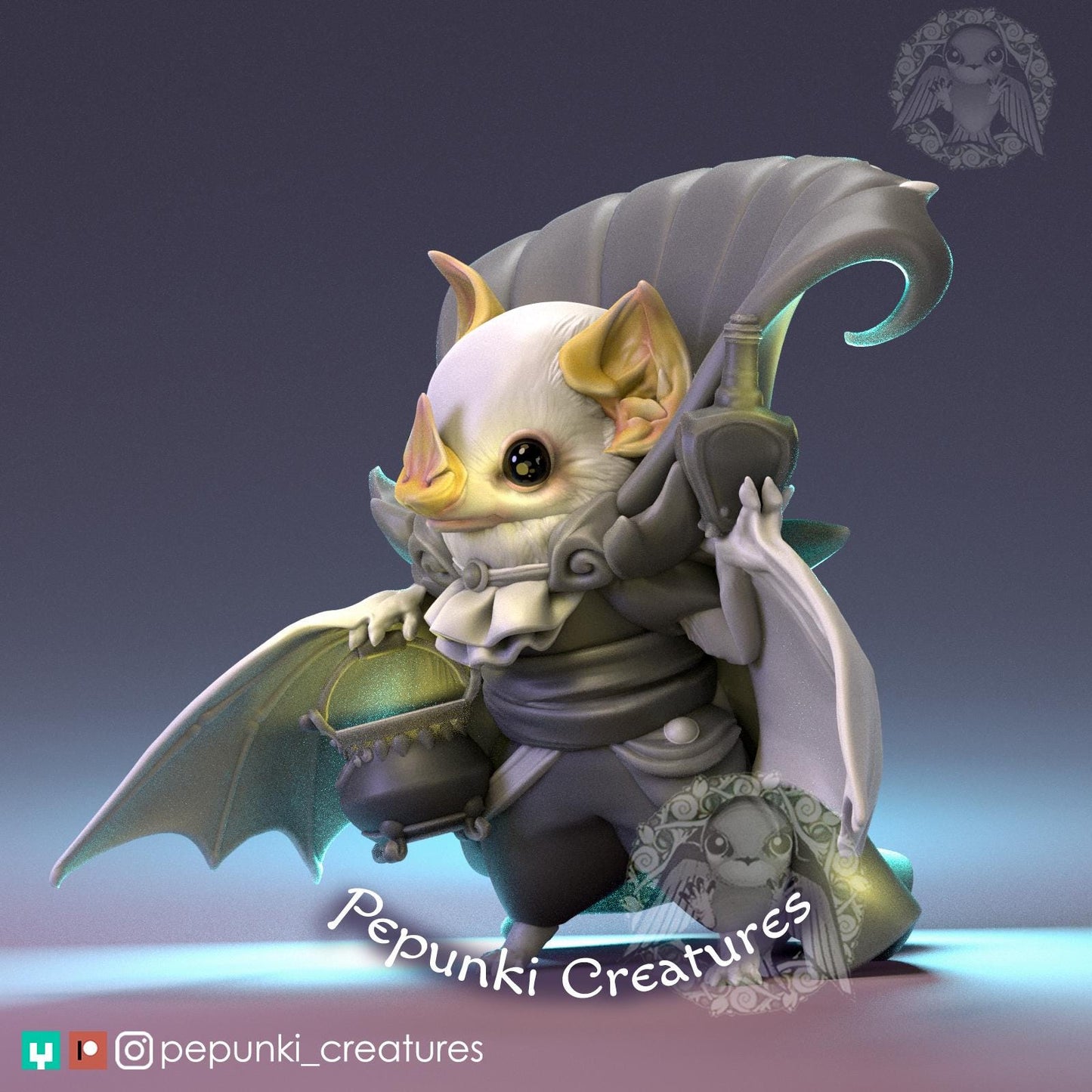 Honduran White Bat Butler | Pepunki Creatures | UNPAINTED Miniature in Resin