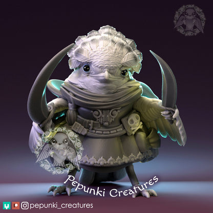 Flycatcher Lady Pirate | Scale Crested Pygmy Tyrant | Pepunki Creatures | UNPAINTED Miniature in Resin