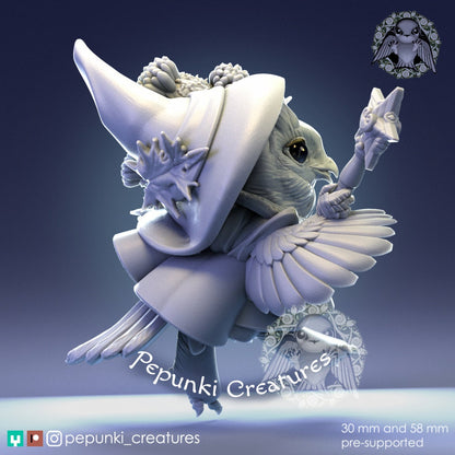 Owl Mage Lady | Pepunki Creatures | UNPAINTED Miniature in Resin