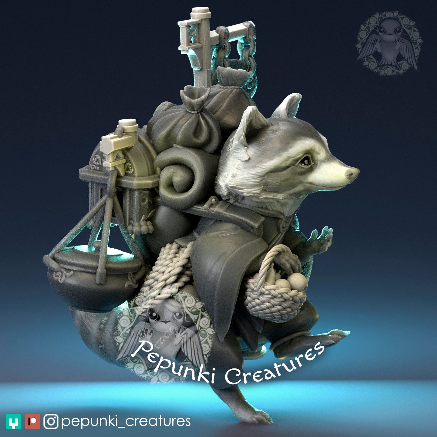 Raccoon | Pepunki Creatures | UNPAINTED Miniature in Resin