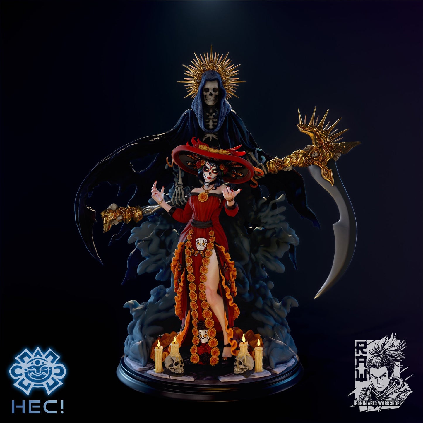 Countess Florentina | Dia de Muertos Catrina & Reaper | Ronin Arts Workshop | UNPAINTED Miniature in Resin