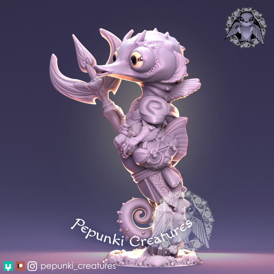 Seahorse Small Guardian | Pepunki Creatures | UNPAINTED Miniature in Resin