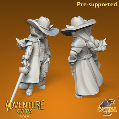 Strygur Fighter Cat - Female | Kawna | Adventure Cats | UNPAINTED Miniature in Resin
