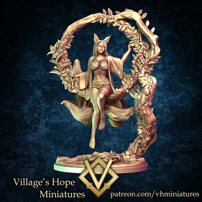 Sexy Guild Mate Series no.4 Nine Tail Fox | Village's Hope Miniatures | UNPAINTED Miniature in Resin