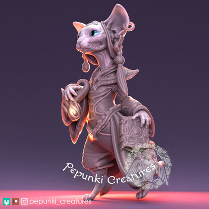 Sphynx Cat Mage | Pepunki Creatures | UNPAINTED Miniature in Resin