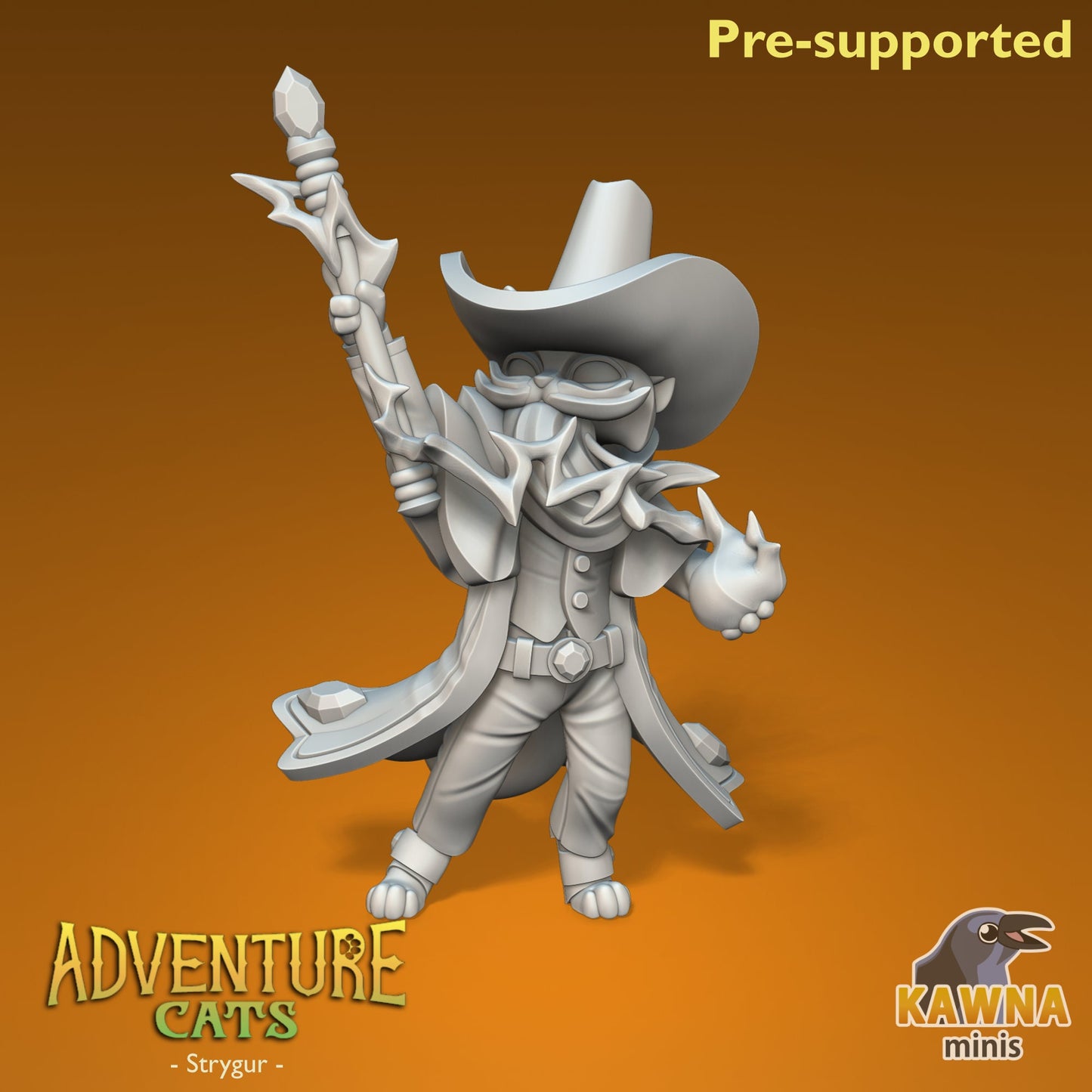 Strygur Wizard Cat - Male | Kawna | Adventure Cats | UNPAINTED Miniature in Resin