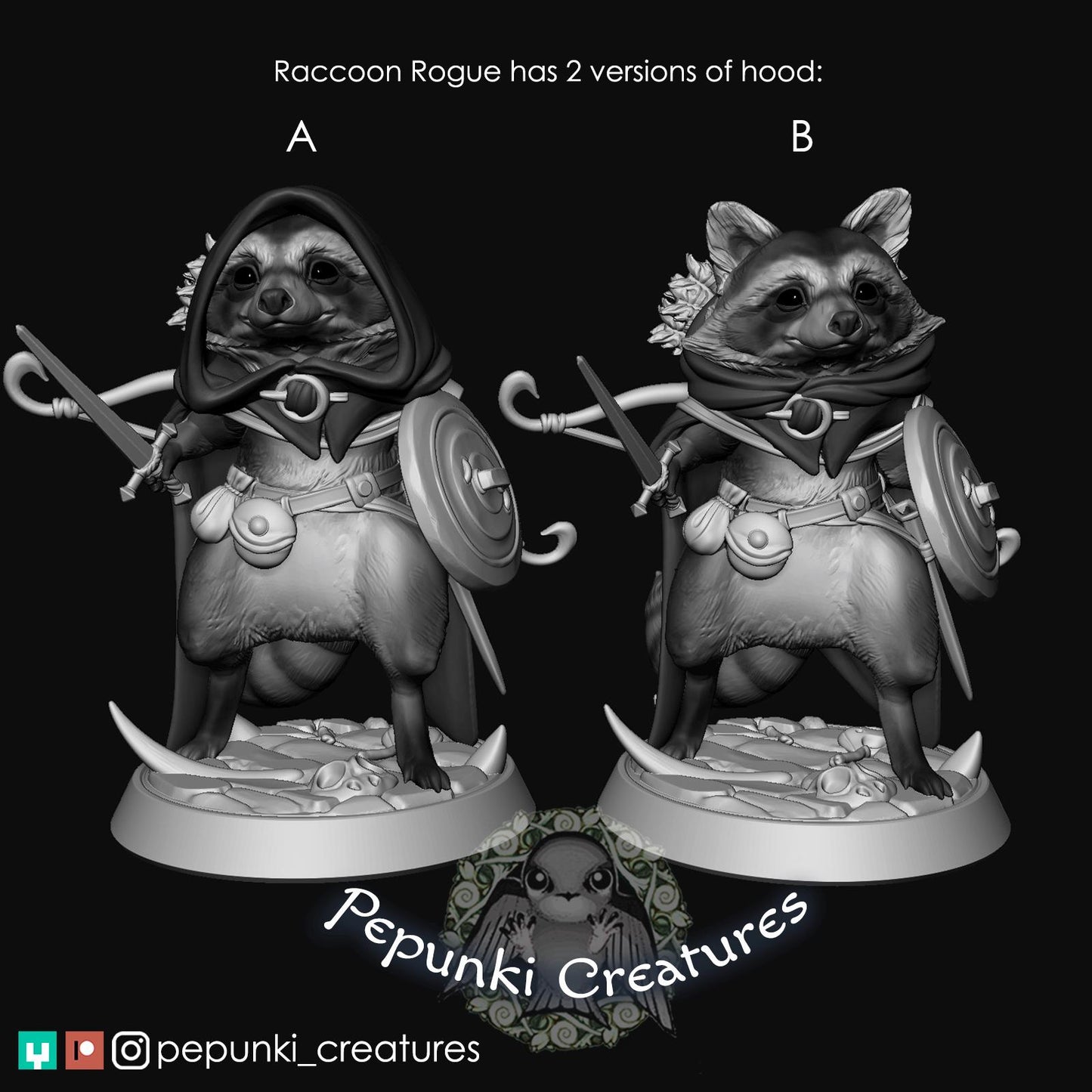 Raccoon Rogue | Pepunki Creatures | UNPAINTED Miniature in Resin