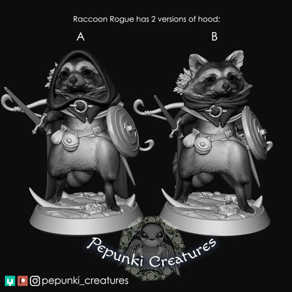 Raccoon Rogue | Pepunki Creatures | UNPAINTED Miniature in Resin