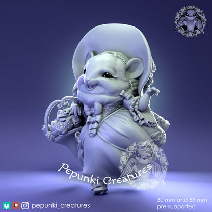 Chinchilla Florist Lady | Pepunki Creatures | UNPAINTED Miniature in Resin