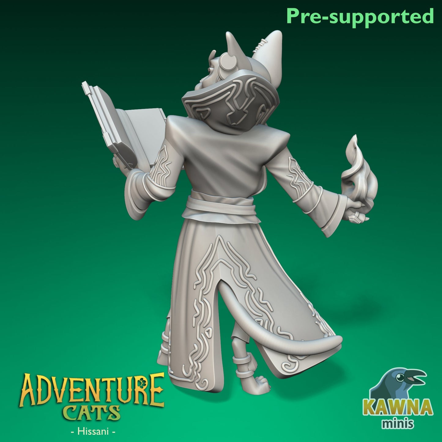 Hissani Wizard Cat - Male | Kawna | Adventure Cats | UNPAINTED Miniature in Resin