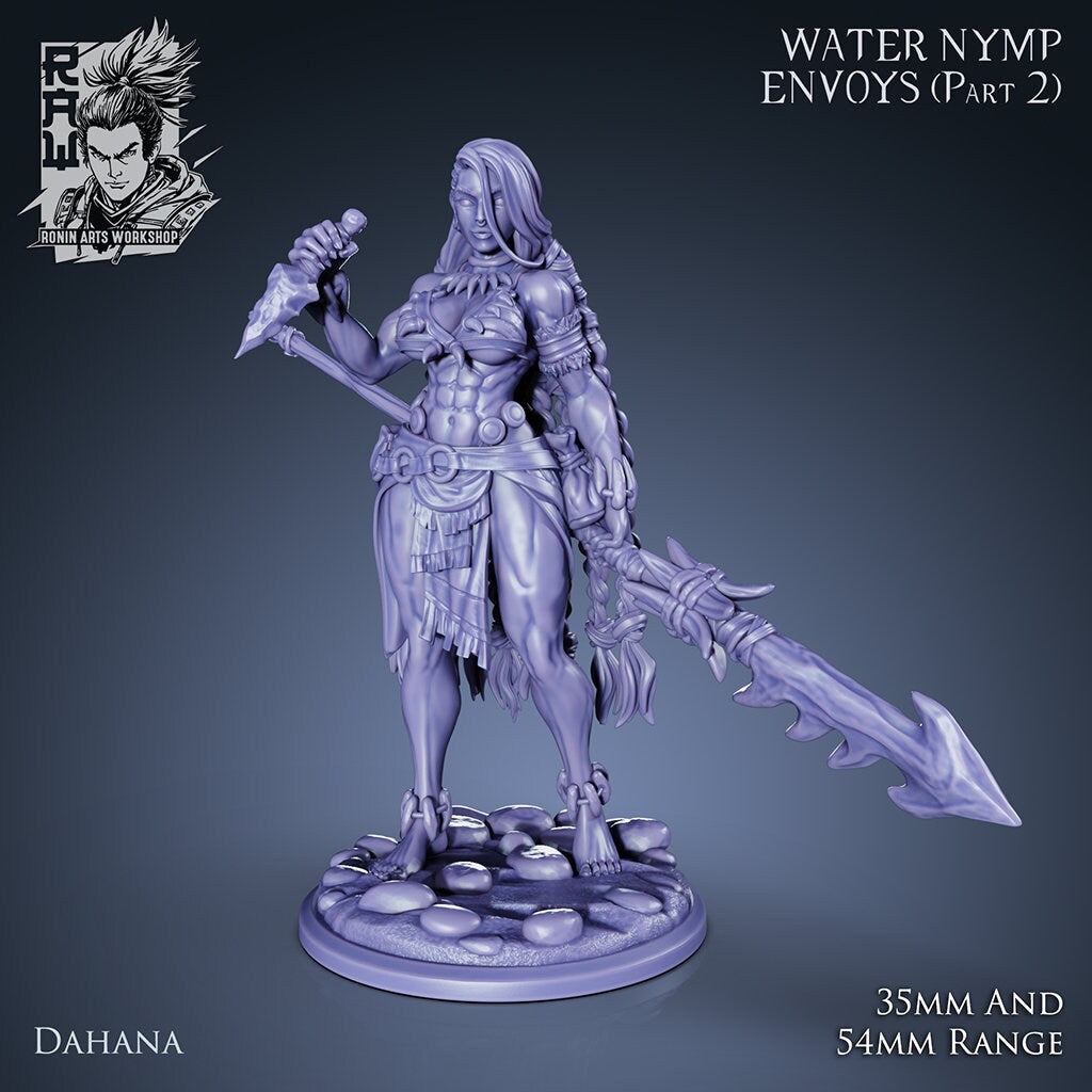 Dahana the Hunter (Dual-form Mini) | Mermaid | Ronin Arts Workshop | UNPAINTED Miniature in Resin
