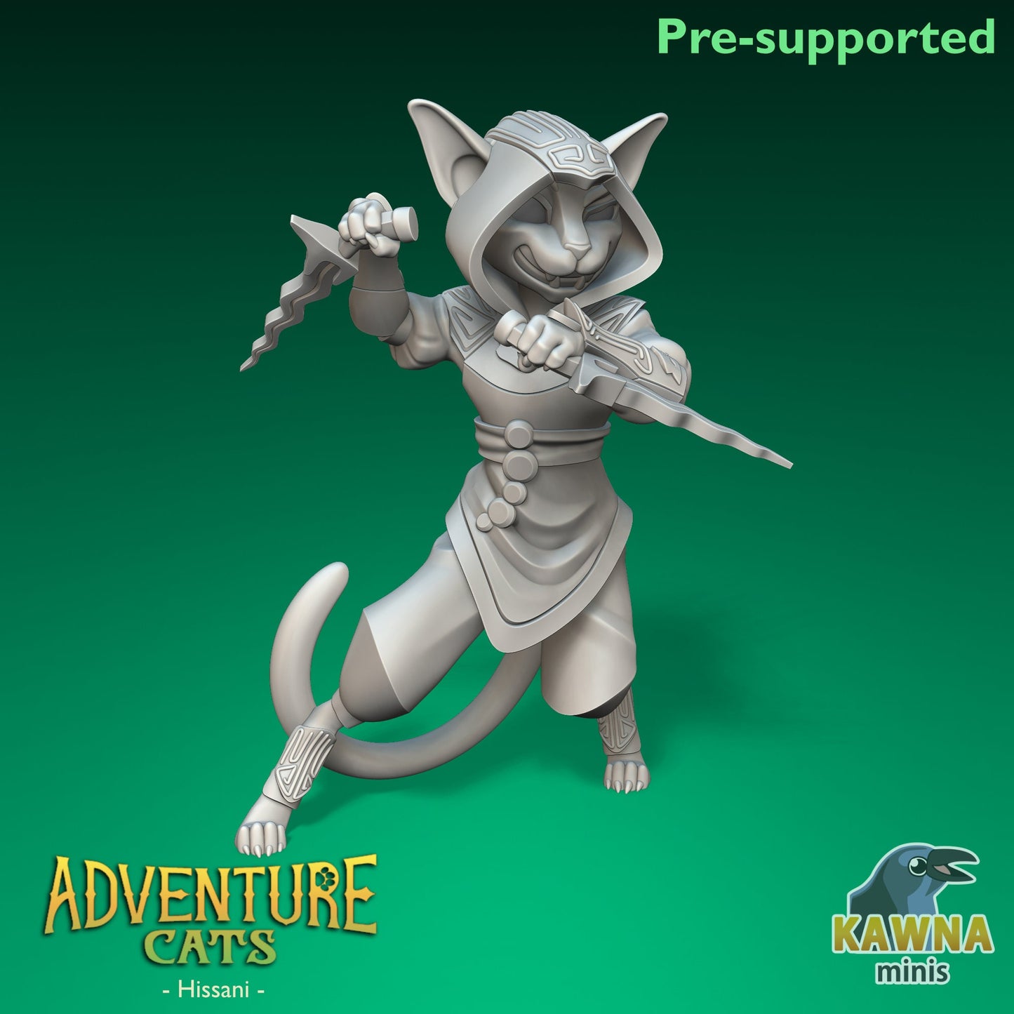 Hissani Rogue Cat - Female | Kawna | Adventure Cats | UNPAINTED Miniature in Resin