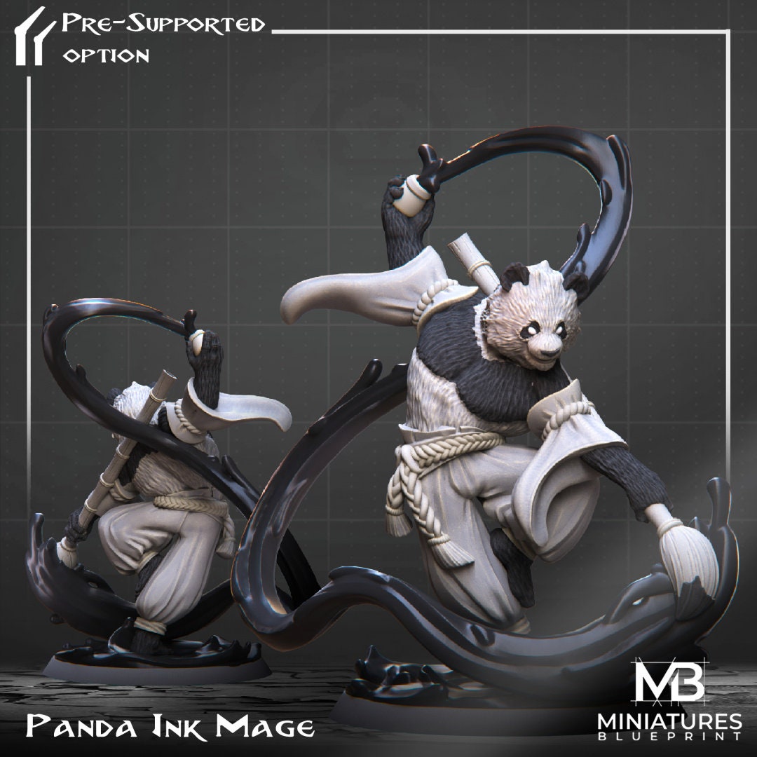 Ink Mage Panda | Miniatures Blueprint | UNPAINTED Miniature in Resin