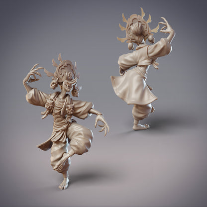 Tengu Demon Dancer | Sankibo, Daitengu Zuijin | CobraMode | UNPAINTED Miniature in Resin