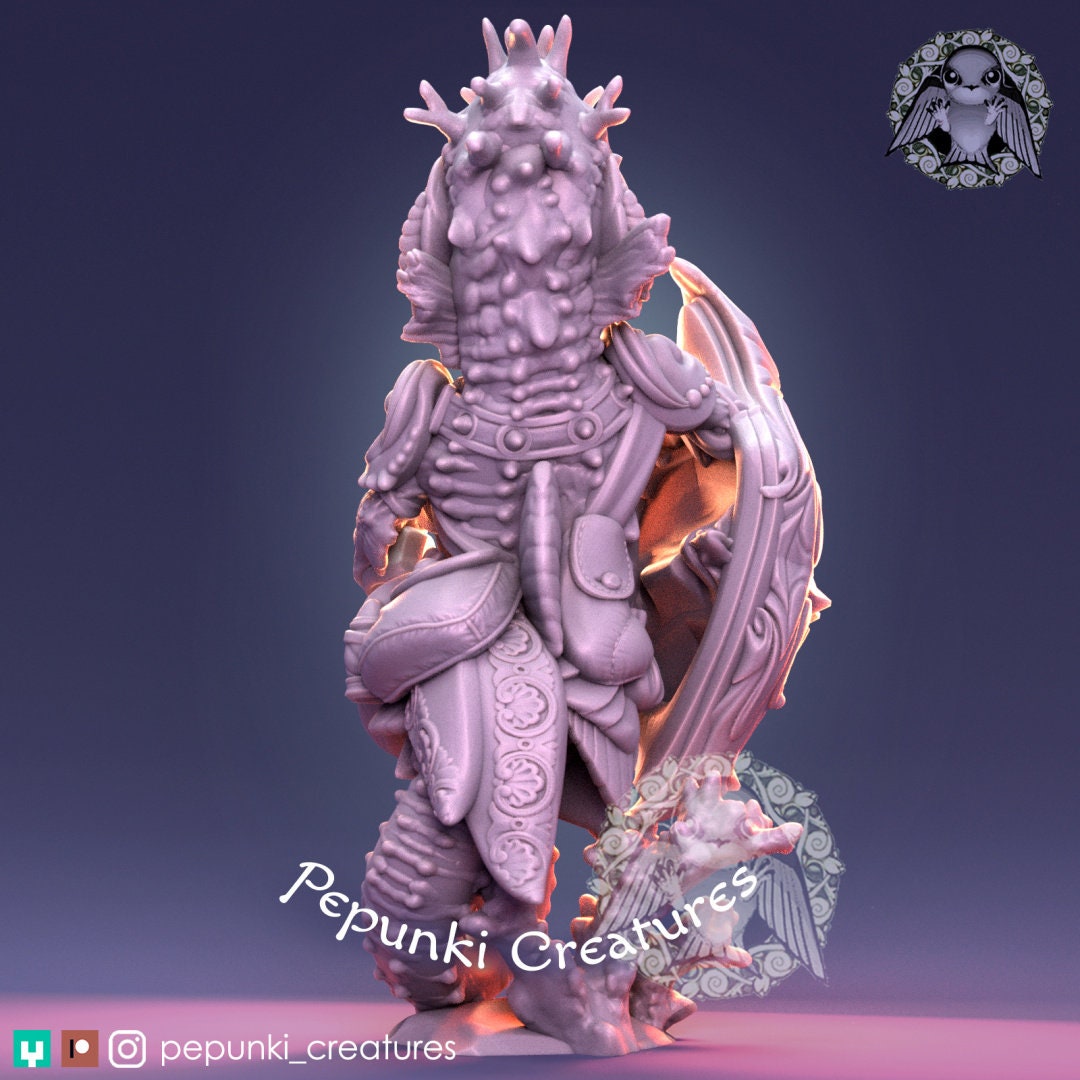 Seahorse Guardian with Baby | Pepunki Creatures | UNPAINTED Miniature in Resin