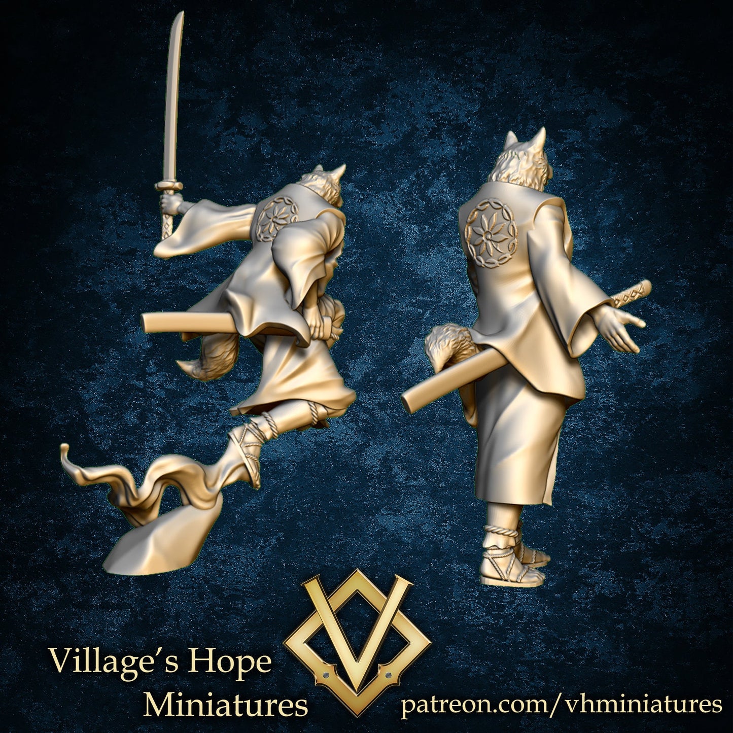 Shiba Inu Samurai | Village's Hope Miniatures | UNPAINTED Miniature in Resin