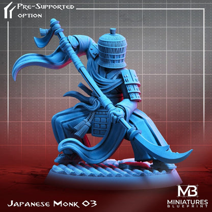 Japanese Monk (3 poses) | Miniatures Blueprint | UNPAINTED Miniature in Resin