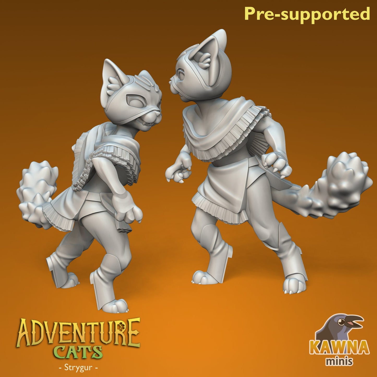 Strygur Barbarian Cat - Female | Kawna | Adventure Cats | UNPAINTED Miniature in Resin
