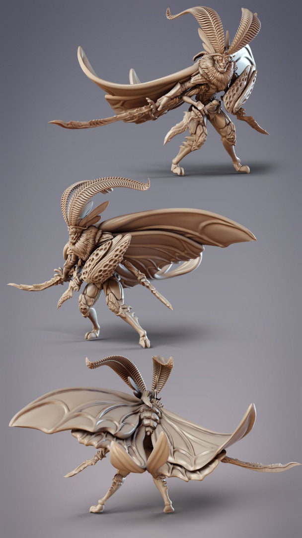 Mothfolk Swordsman | Fidelium Hunters | CobraMode | UNPAINTED Miniature in Resin