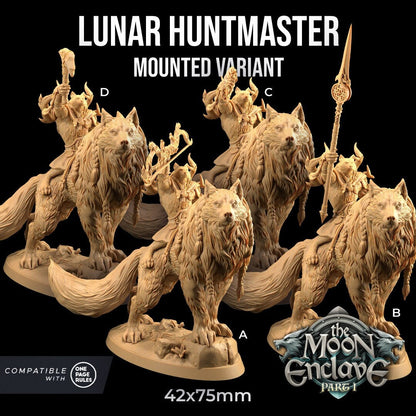 Moon Hunters (4 versions + mounted) | The Moon Enclave | Dragon Trappers Lodge | UNPAINTED Miniature in Resin
