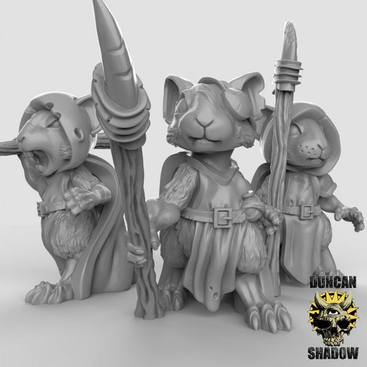 Mousle Rangers with Spears  (Set of 3)| Duncan Shadow | UNPAINTED Miniature in Resin