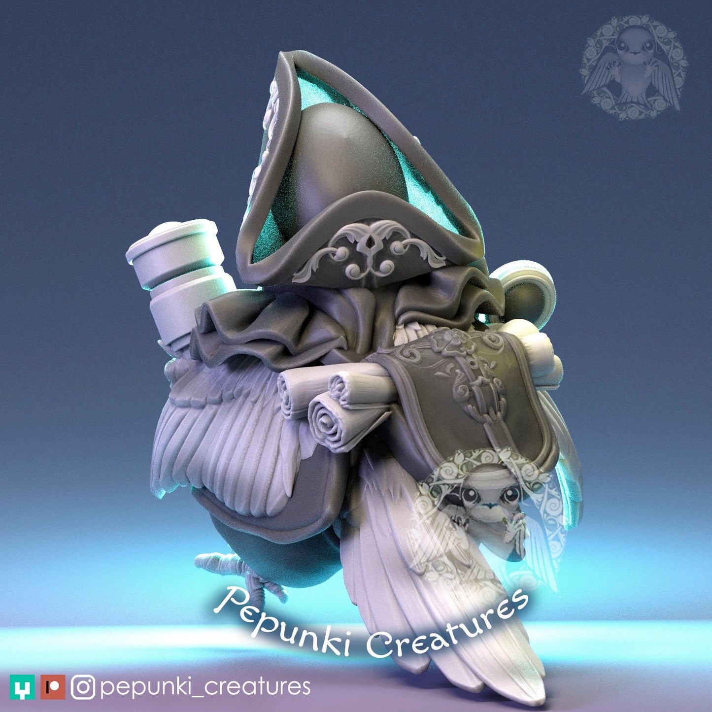 Cockatiel Steersman (Navigator) Bird | Pepunki Creatures | UNPAINTED Miniature in Resin