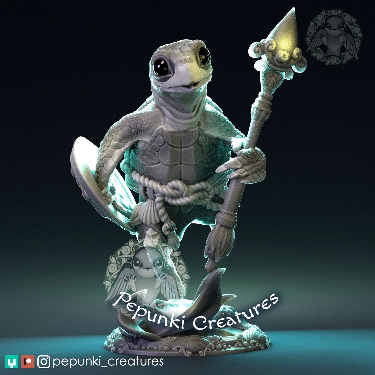 Sea Turtle Guard | Pepunki Creatures | UNPAINTED Miniature in Resin