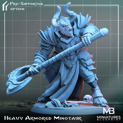 Armored Minotaur (light & heavy versions) | Miniatures Blueprint | UNPAINTED Miniature in Resin