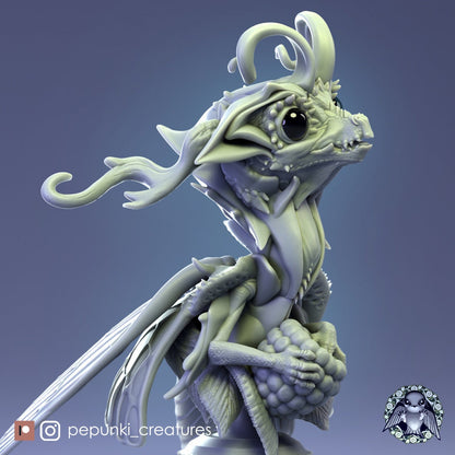 Fairy Dragon Bust | Pepunki Creatures | UNPAINTED Miniature in Resin