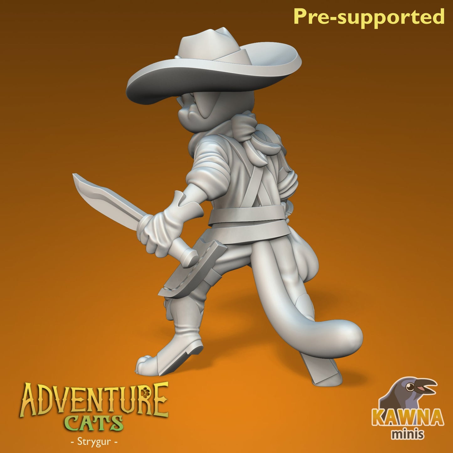 Strygur Rogue Cat - Male | Kawna | Adventure Cats | UNPAINTED Miniature in Resin