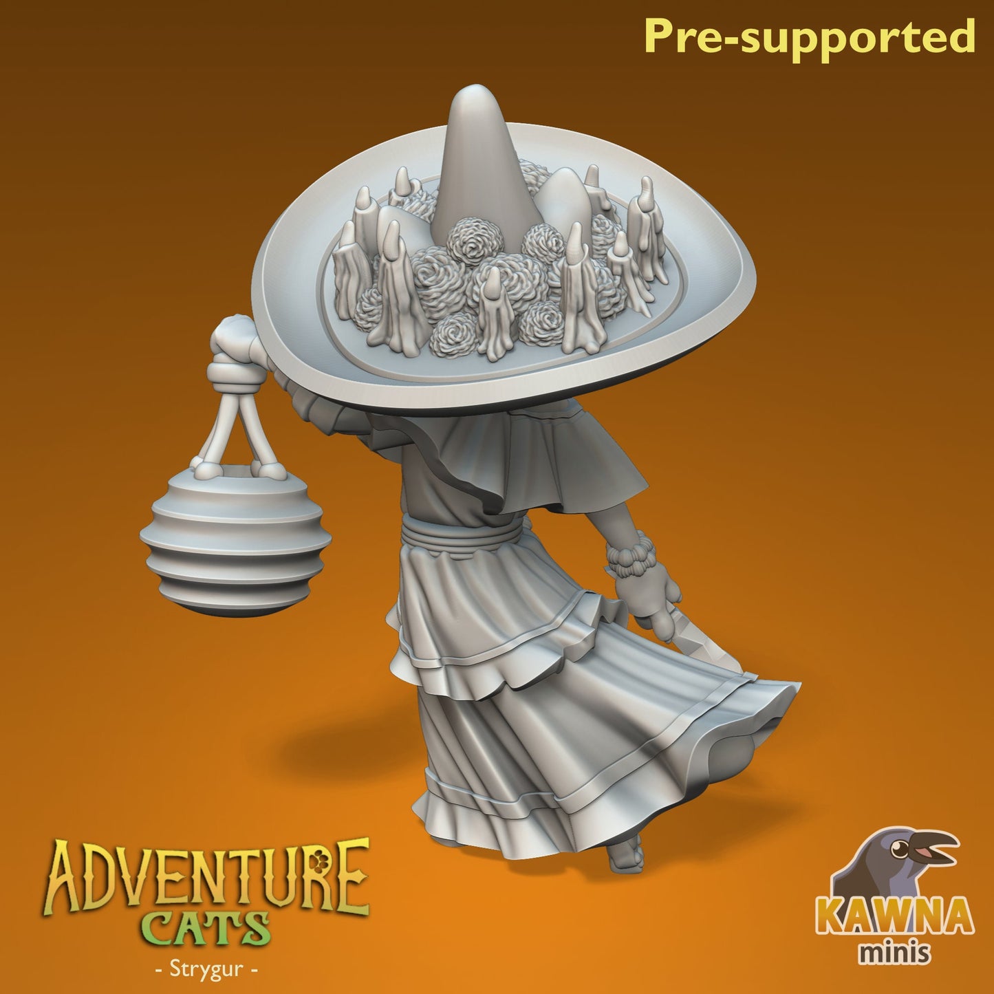 Strygur Warlock Cat - Female | Kawna | Adventure Cats | UNPAINTED Miniature in Resin