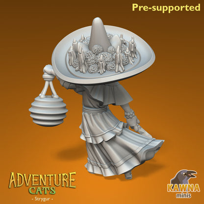 Strygur Warlock Cat - Female | Kawna | Adventure Cats | UNPAINTED Miniature in Resin