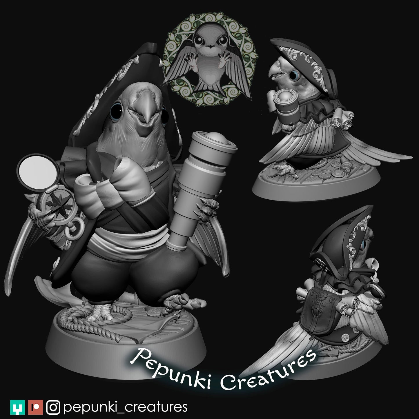 Cockatiel Steersman (Navigator) Bird | Pepunki Creatures | UNPAINTED Miniature in Resin