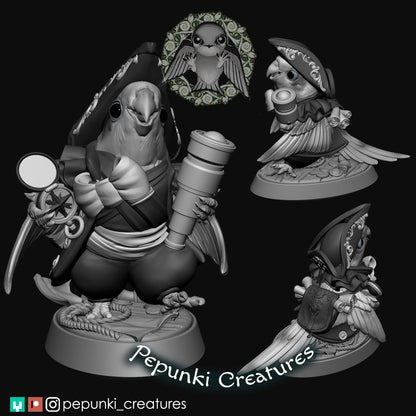 Cockatiel Steersman (Navigator) Bird | Pepunki Creatures | UNPAINTED Miniature in Resin