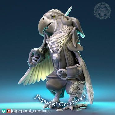 Macaw Pirate Bird | Pepunki Creatures | UNPAINTED Miniature in Resin