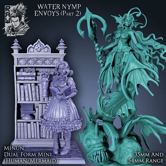 Minun the Scholar (Dual-form Mini) | Mermaid | Ronin Arts Workshop | UNPAINTED Miniature in Resin