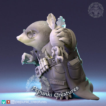 Mole Scientist Farmer | Pepunki Creatures | UNPAINTED Miniature in Resin