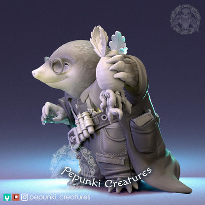 Mole Scientist Farmer | Pepunki Creatures | UNPAINTED Miniature in Resin
