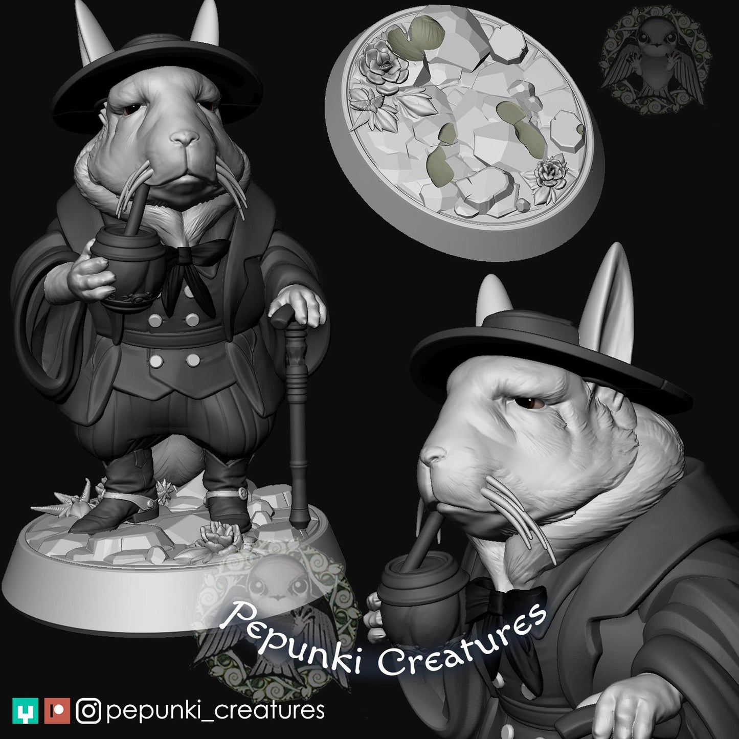 Viscacha Old Man Gaucho | Pepunki Creatures | UNPAINTED Miniature in Resin