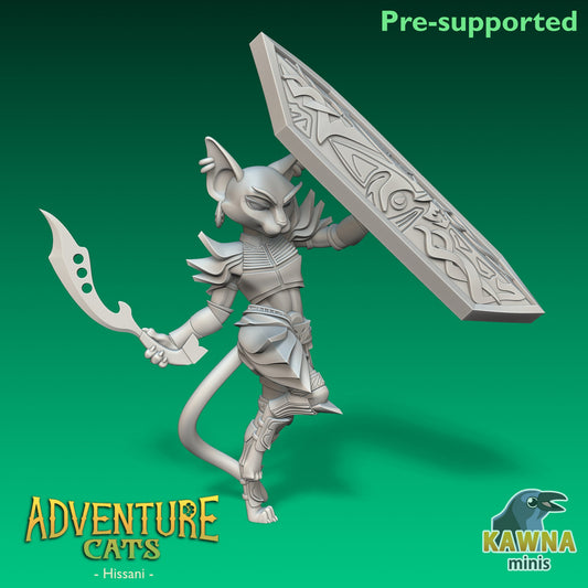 Hissani Fighter Cat - Female | Kawna | Adventure Cats | UNPAINTED Miniature in Resin