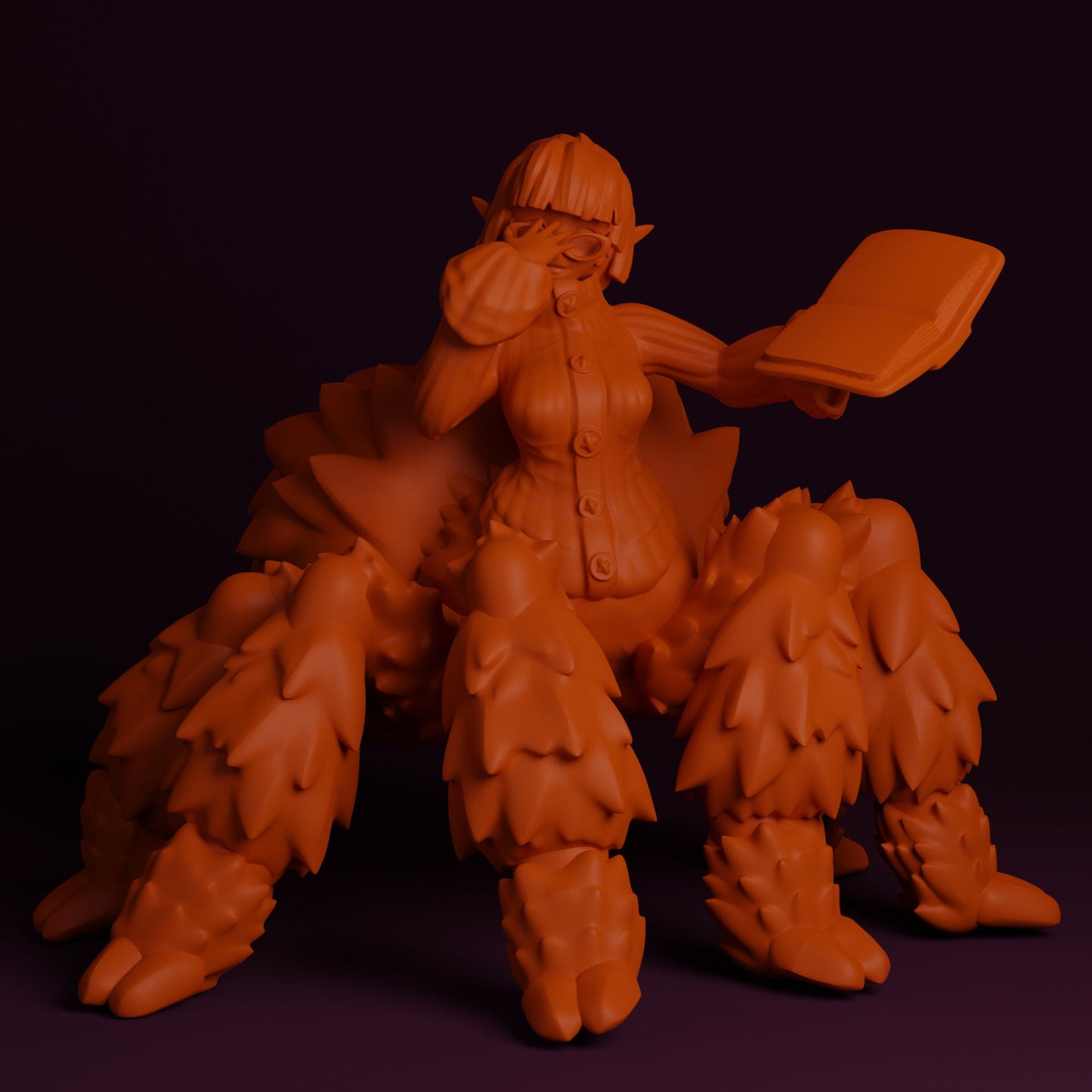 Eli'brari, Drider Book Enjoyer | Spider Girl | Lavender Devilry | UNPAINTED Miniature in Resin