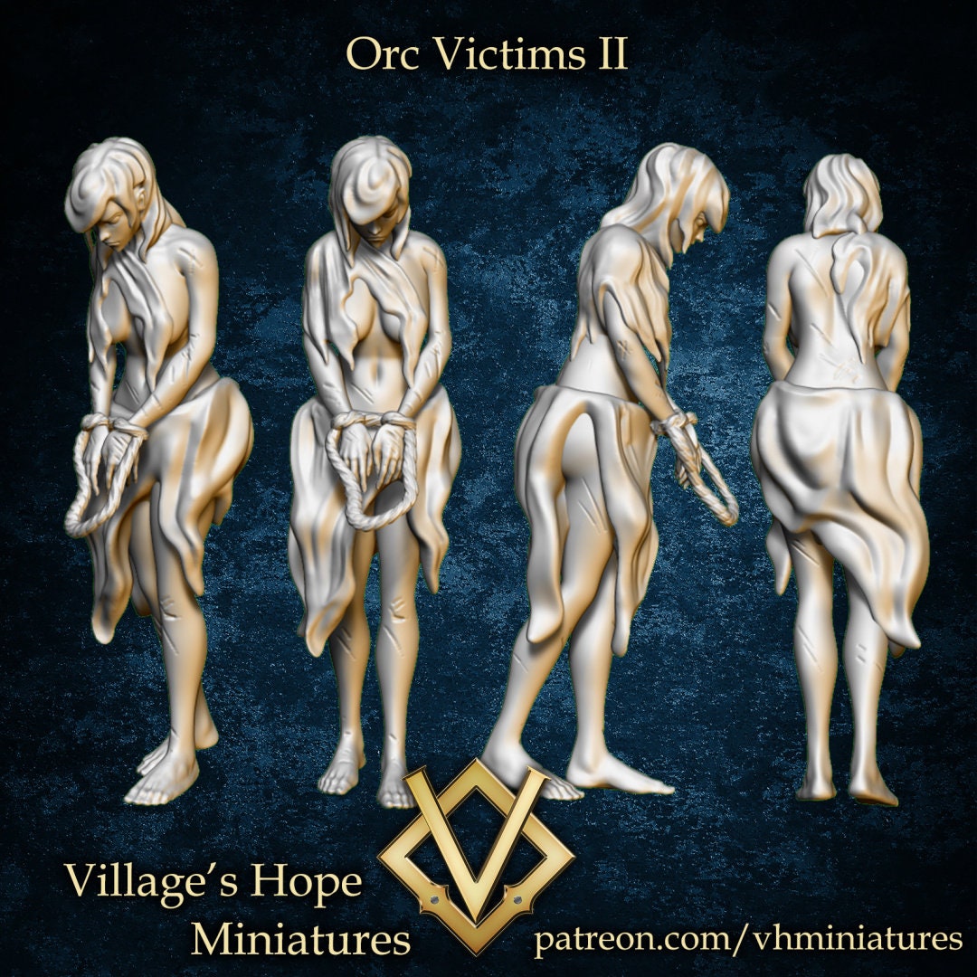 Orcs, Orc King & Victims (9 figures) | Village's Hope Miniatures | UNPAINTED Miniature in Resin