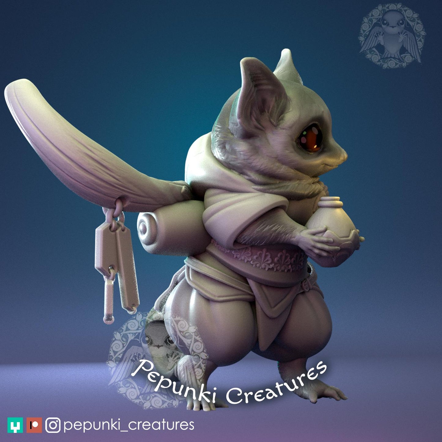 Bush Baby Monk (Galago) | Pepunki Creatures | UNPAINTED Miniature in Resin