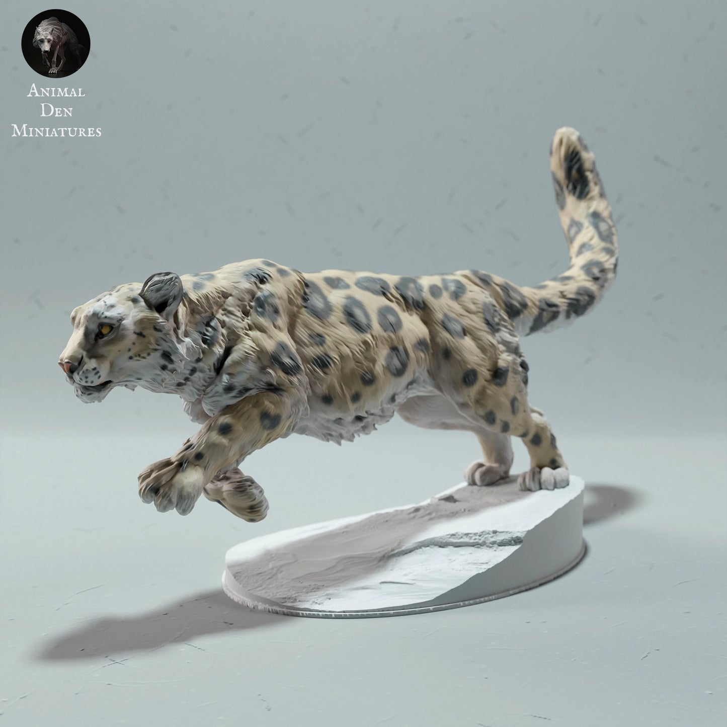 Snow Leopard Run | Animal Den Miniatures | UNPAINTED Miniature in Resin